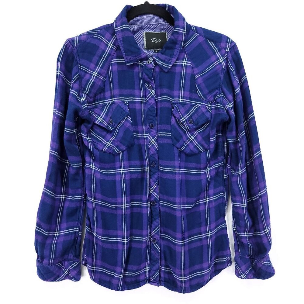 RAILS Plaid Button Up Shirt Size Small Purple Lightweight Flannel Pockets